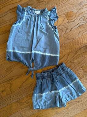 Bella Dahl Girls Blue Tie Dye Tencel Two-Piece Set Top and Shorts Size 12